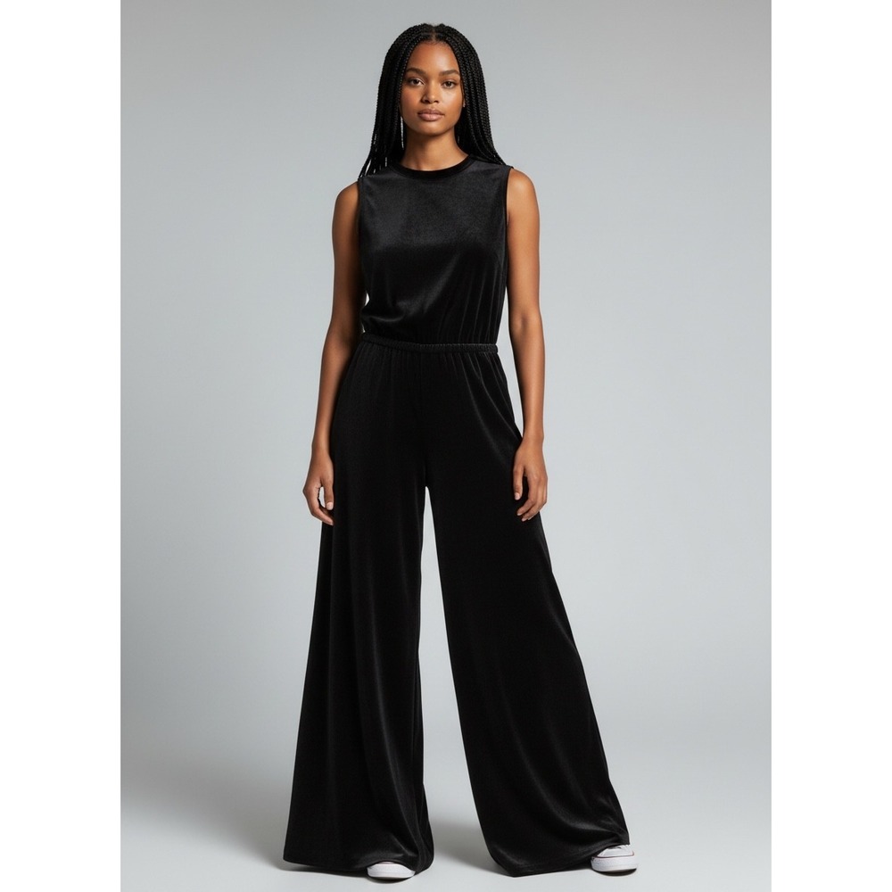 INC International Concepts Black Sleeveless Wide Leg Wrap Jumpsuit NWT Size M